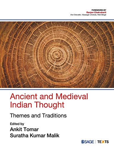 Book cover: “Ancient and Medieval Indian Thought” with wood grain background.