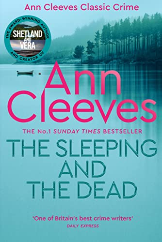 Book cover: "The Sleeping and the Dead" by Ann Cleeves, with a forest backdrop.