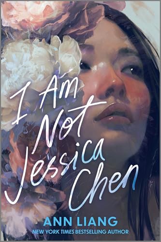 Book cover showing a young woman's face partially obscured by large, soft-toned floral illustrations.