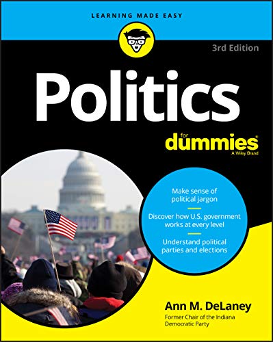 Book cover: "Politics For Dummies" with US Capitol and crowd image.
