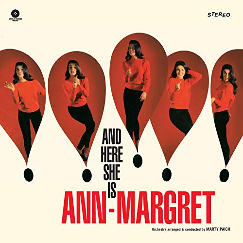 Ann-Margret album cover, repeating images in red hearts, text “And There She Is.”