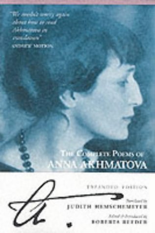 Book cover featuring a blue-toned portrait of poet Anna Akhmatova.