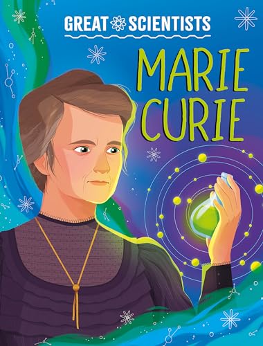 Book cover featuring a portrait of Marie Curie holding a glowing vial.