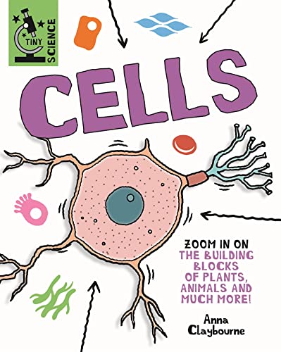 Book cover illustrating a cell with text: "Tiny Science: Cells".