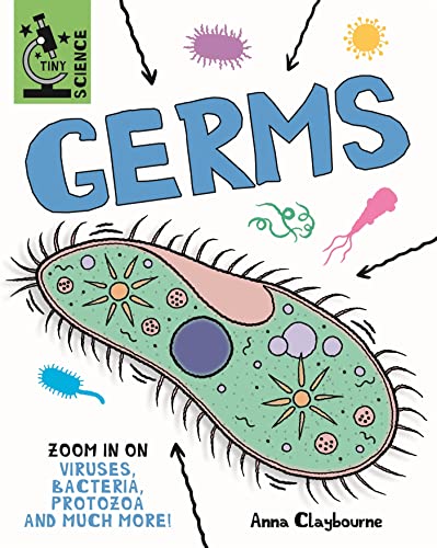 Book cover illustrating colorful germs—viruses, bacteria, protozoa—under magnification.