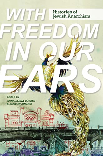 Book cover: “With Freedom in Our Ears,” featuring a peacock and city sketch.