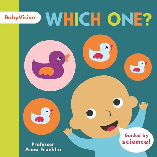 Baby book cover with cartoon ducks and a smiling baby’s face.
