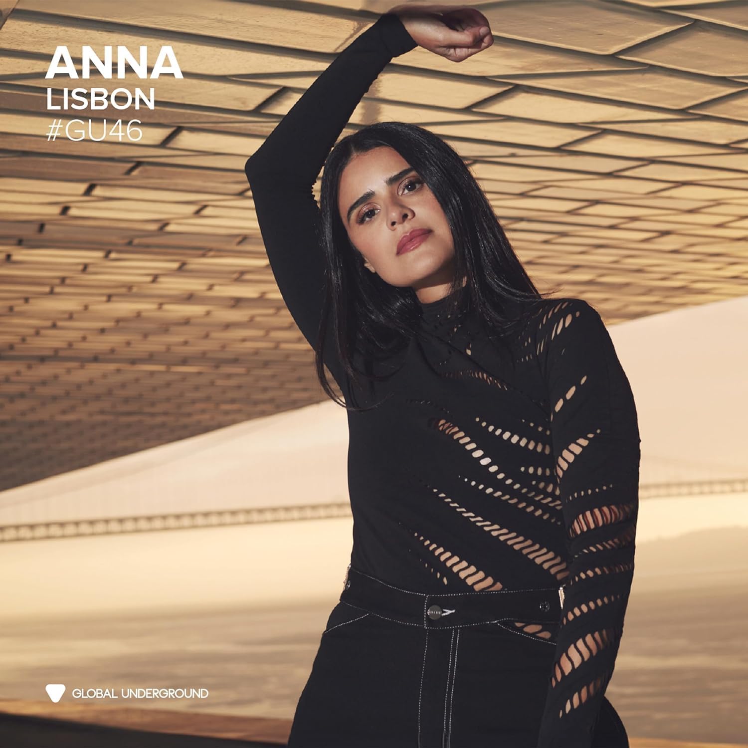 Portrait of Anna Lisbon, a woman with dark hair, for Global Underground #46.