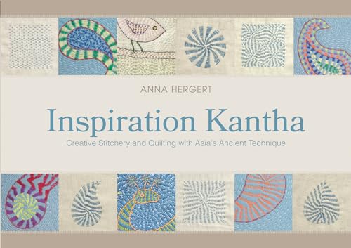 Book cover with colorful, embroidered textile patterns and the title "Inspiration Kantha".