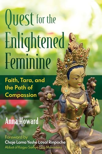 Book cover featuring golden statue of Tara with floral background.