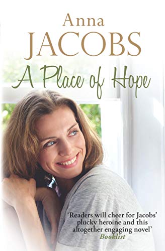 Book cover: woman smiling, title “A Place of Hope” by Anna Jacobs.