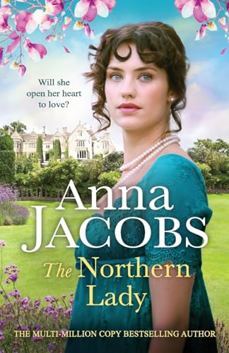 Regency romance novel cover featuring a woman in a teal dress, with a manor house backdrop.