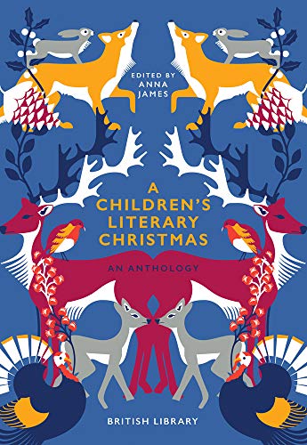 Book cover with illustrated deer, foxes, and robins in blue and red.
