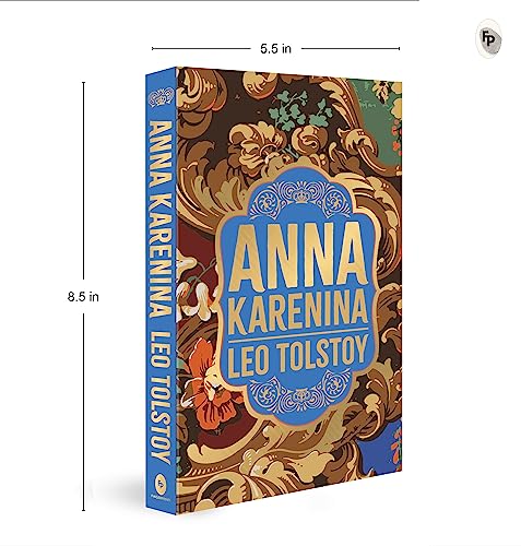 Hardcover book, “Anna Karenina” by Leo Tolstoy, with ornate gold and blue cover.