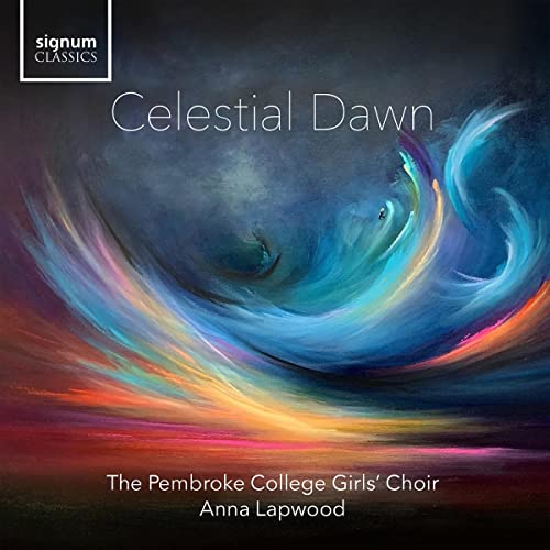 CD cover: abstract blue and orange swirls, choir and composer names.