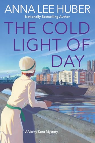 Book cover: woman in white coat views a city across water.