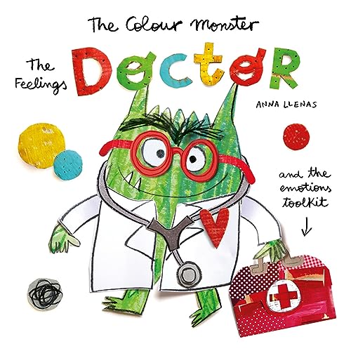Green monster wearing glasses and a stethoscope, with a red first aid kit.