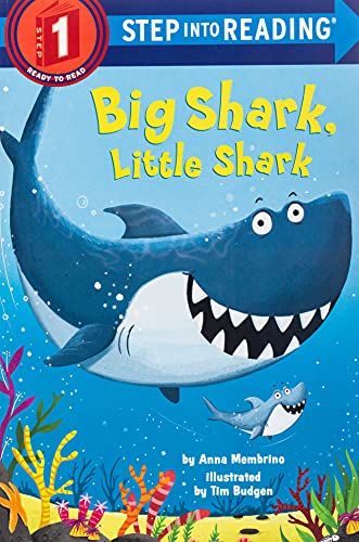 Book cover featuring a large blue shark and a smaller shark underwater.