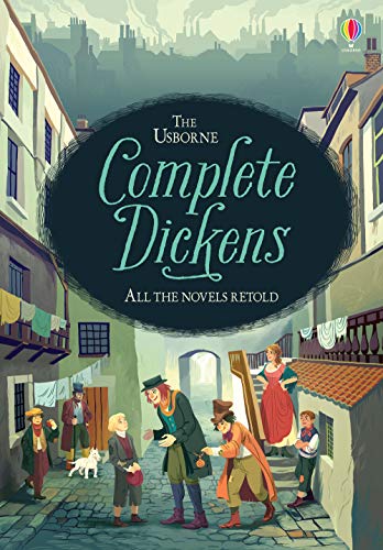 Book cover: “Complete Dickens” with illustrated Victorian street scene.