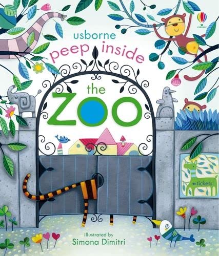 Children’s book cover depicting a colorful zoo entrance with animals.