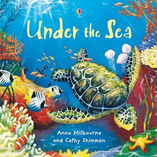 Cover of "Under the Sea" children’s book with a turtle and coral reef.