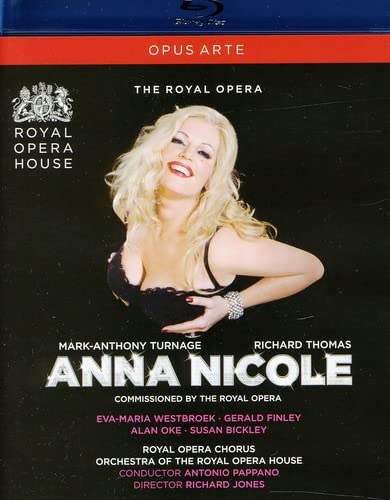 Blu-ray cover for "Anna Nicole" opera featuring a blonde woman's portrait.