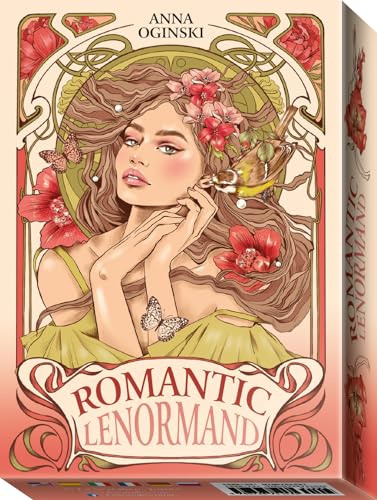 Art Nouveau style card deck cover featuring a woman with flowers and butterflies.