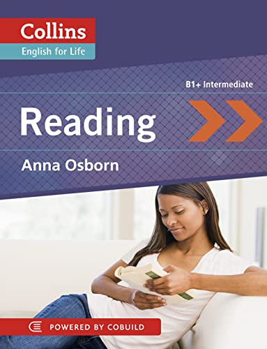 Book cover: "Reading B1+" with a woman reading on a sofa.