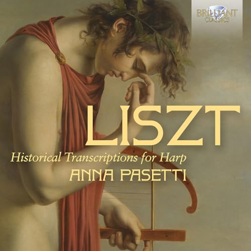 CD cover: classical painting of a woman with a harp, “Liszt” text.