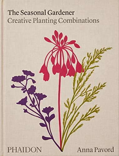 Book cover titled The Seasonal Gardener featuring stylized botanical illustrations of flowers and foliage.