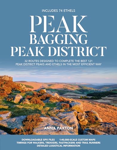 Book cover titled Peak Bagging Peak District featuring a landscape photo of rocky hills.