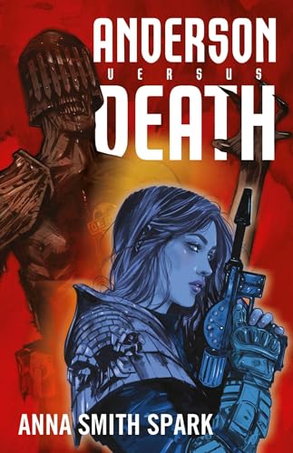 Book cover: knight, woman with gun, and title "Anderson Versus Death".