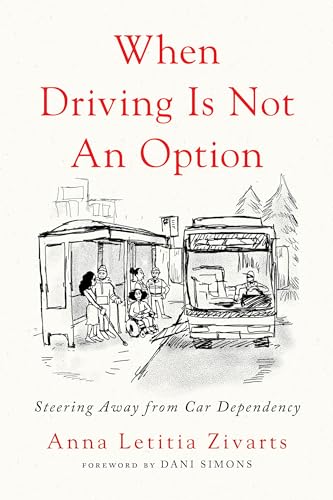 Book cover with sketch of people at a bus stop and bus.