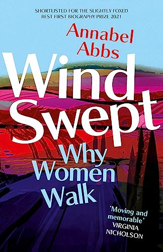Book cover for “Windswept” with abstract landscape and bold text.