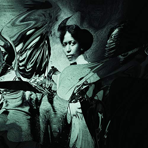 Dark, distorted portrait of a woman in vintage clothing.