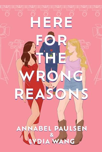 Book cover: two women holding hands, stage lights, pink background.