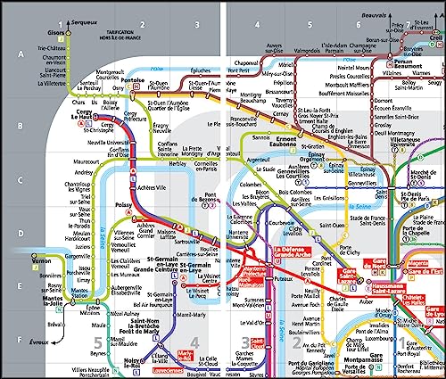 Detailed map of Paris regional train lines, labeled stations, and routes.