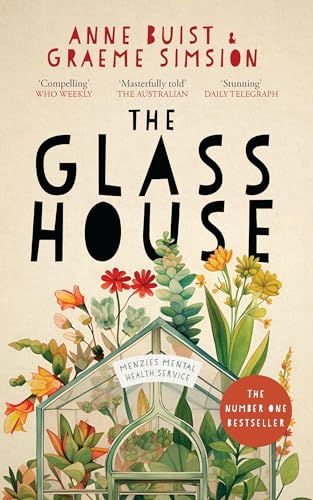 Book cover: "The Glass House" with a greenhouse illustration and text.