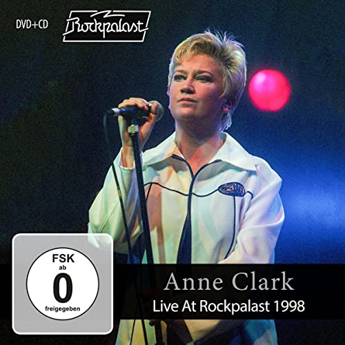 Anne Clark performing on stage with a microphone, featuring the Rockpalast logo and FSK label.
