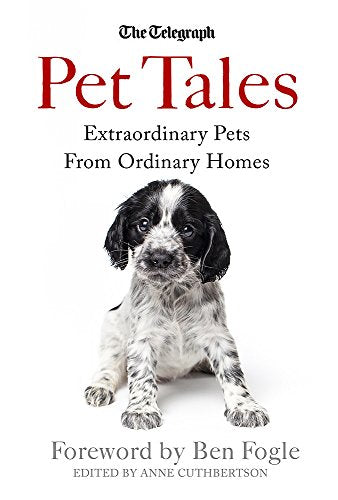 Book cover featuring a spotted puppy with the title “Pet Tales.”