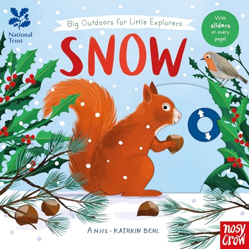 Book cover with a red squirrel holding a nut in a snowy scene.