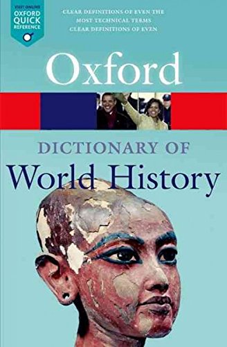 Book cover: “Oxford Dictionary of World History” with Egyptian bust image.