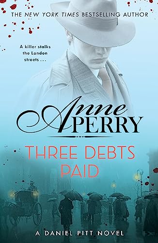 Book cover featuring a man in a hat, London street scene, and red splatters.