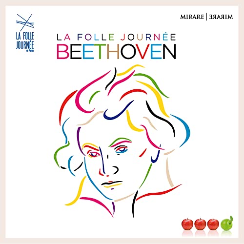 CD cover: Colorful line art portrait of Beethoven, “La Folle Journée” text.