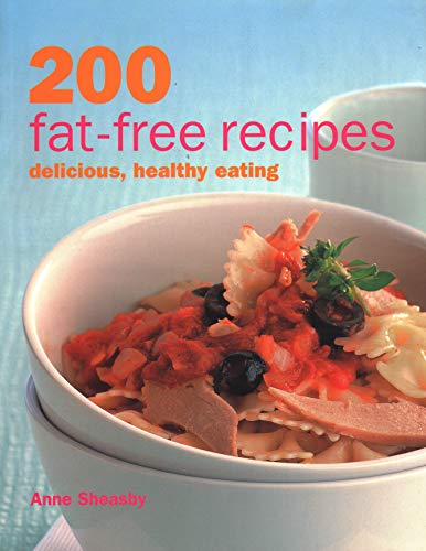 Cookbook cover with pasta dish and text "200 fat-free recipes".
