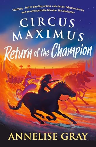 Book cover: woman riding a horse, chariot race in background.
