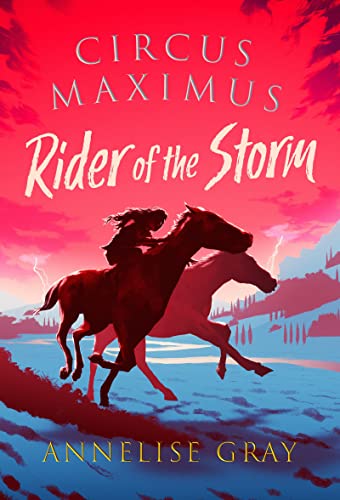 Book cover: Rider on horseback silhouetted against a stormy, red sky.