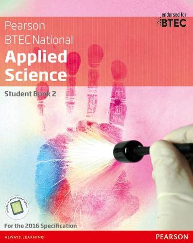 Textbook cover for BTEC National Applied Science, featuring fingerprints and lab equipment.