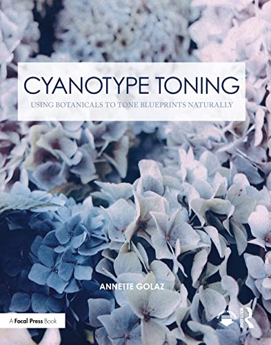 Book cover with blue hydrangeas and the title “Cyanotype Toning.”