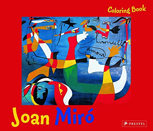 Cover of a Joan Miró coloring book with abstract, colorful shapes.